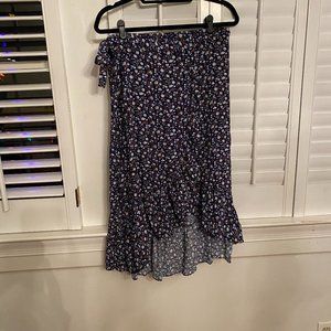 Blue Floral Mid length Wrap Skirt - Madewell Brand - Size 6